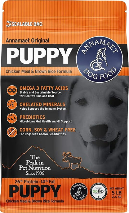 Annamaet Original Puppy Dry Dog Food, (Chicken & Brown Rice), 5-lb Bag