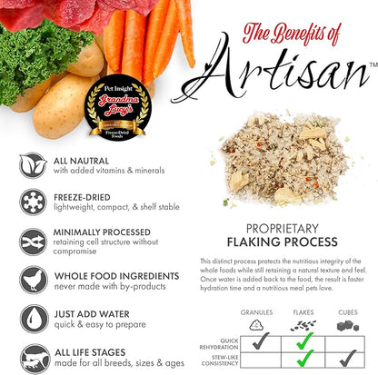 Grandma Lucy's Artisan Dog Food, Grain Free and Freeze-Dried - Artisan Venison, 3Lb Bag
