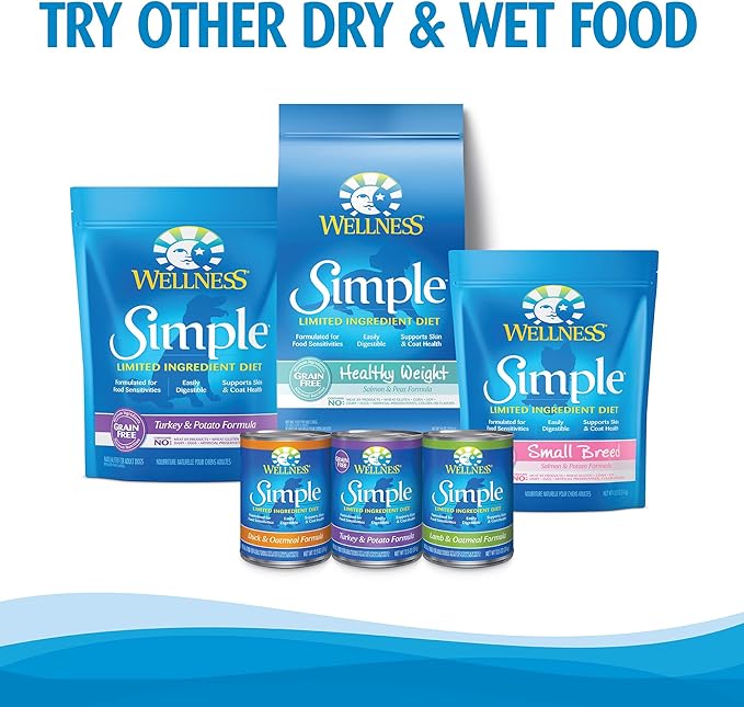 Wellness Natural Pet Food Simple Natural Limited-Ingredient Grain-Free Dry Dog Food, Easy to Digest for Sensitive Stomachs, Supports Skin & Coat (Small Breed, Salmon and Potato, 10.5-Pound Bag)