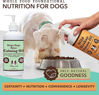 Natural Dog Company Calming Oil, 16 oz Bottle, Helps Manage Normal Stress, Promotes Relaxation, Supports Balanced Behavior, Melatonin for Dogs, May reduce Hyperactivity, for Dogs of all Ages & Sizes