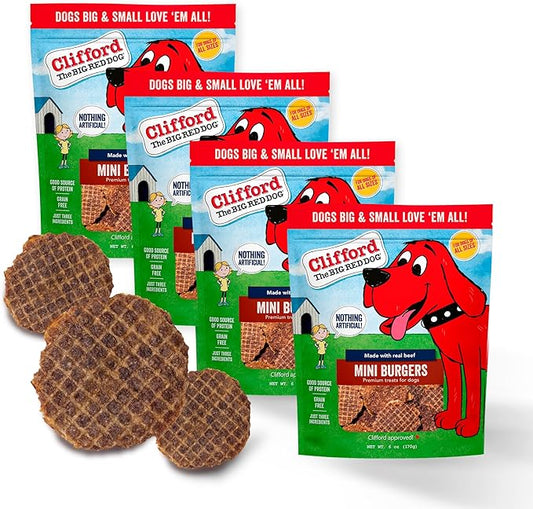 Clifford® Beef Mini Burger Bites Dog Treats | Real Meat Dog Treats for All Breed Dogs | Puppy Training Treats, Grain and Rawhide Free, High Protein, Healthy Dog Treats - Limited Ingredients (24oz)