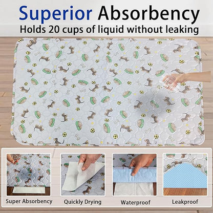 Washable Pee Pads for Dogs - Super Absorbent Reusable Puppy Pads 2Pack 48''x48'' Waterproof Dog Pee Pads Non-Slip Whelping Pads Leakproof Urine Pet Training Pads for Potty Wshable Puppy Pads