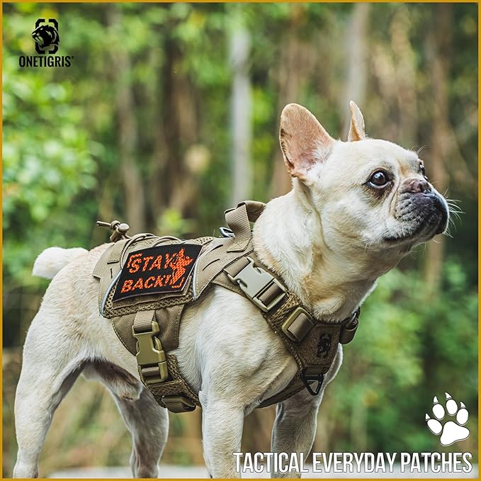 OneTigris STAY BACK Reflective Dog Patches, BARKING DOBIE Patch for Hook and Loop Patches Vests and Harnesses