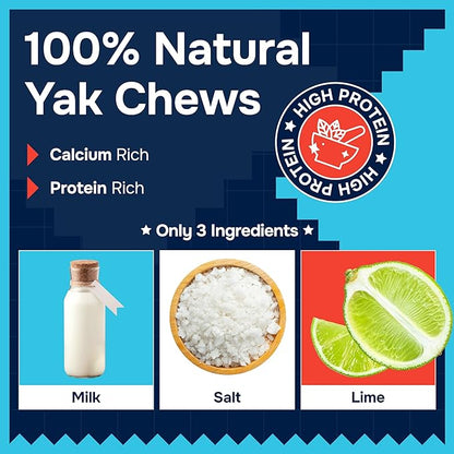 100% Natural Yak Cheese Himalayan Dog Chews for All Breeds - Lactose Free Yak Chews for Small, Medium & Large Dogs - Dental Cleaning Dog Chews for Aggressive Chewers - Long Lasting Odor & Gluten Free