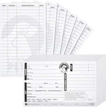 Juvale 100-Pack Pet Grooming Cards, Customer Information Cards, Cat or Dog Grooming Client Cards and Contact Profile Extender, Pet Info Record Cards for Groomers (8x5 in)