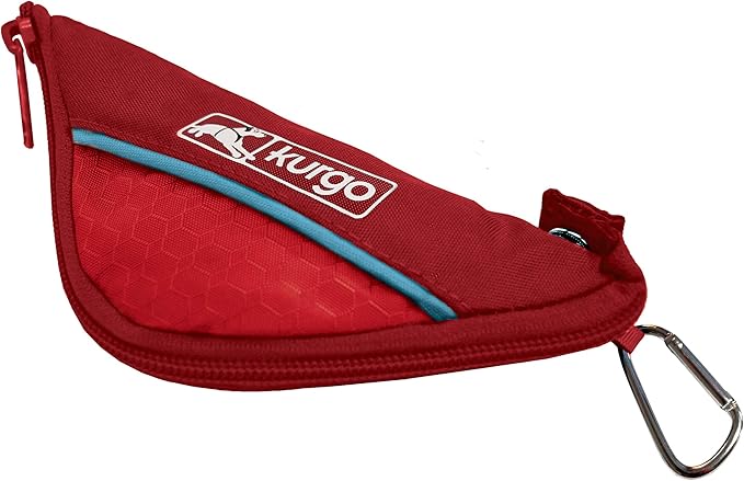 Kurgo Zippy Bowl for Dogs, Collapsible Travel Dog Bowls, Pet Food & Water Hiking Container, Food Grade Silicone, Travel Accessories for Pets, includes Carabiner, Holds 48 oz (Barn Red)