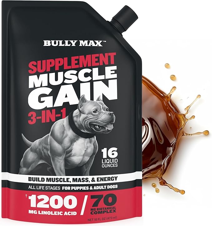 Bully Max 3-in-1 Liquid Muscle Building Supplement for Dogs. for all breeds & ages. Clinically tested. #1-rated brand since 2008