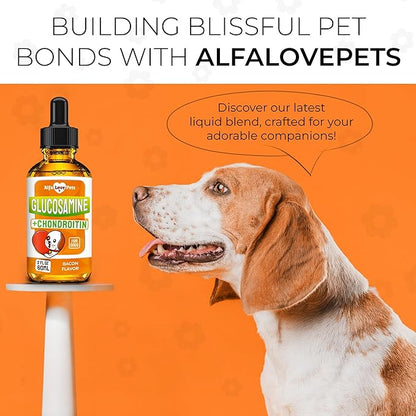 Glucosamine for Dogs Liquid ✿ Hip and Joint Supplement Dogs Liquid ✿ Dog Joint Supplement Liquid ✿ Glucosamine for Small Dogs ✿ Liquid Glucosamine for Dogs ✿ Bacon Flavor ✿ 2 Oz