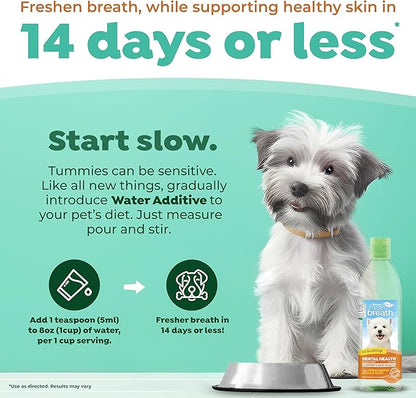 TropiClean Fresh Breath Supports Skin Health | Dog Oral Care Water Additive | Dog Breath Freshener Additive for Dental Health | VOHC Certified | Made in the USA | 16 oz