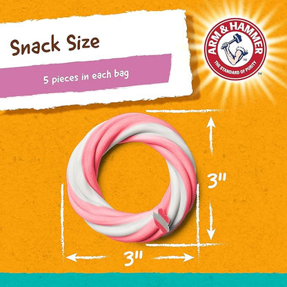 Arm & Hammer for Pets Ringers Dental Treats for Dogs Dog Dental Chews Fight Bad Breath & Tartar Without Brushing Fruity Strawberry Flavor in Dog Treat Bag,Dental Dog Chews(Pack of 24,120 Count)