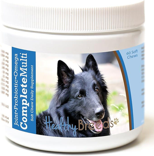 Healthy Breeds Belgian Sheepdog All in One Multivitamin - Complete with Probiotics, Glucosamine, Chondroitin & Omegas - 60 Soft Chewy Treats