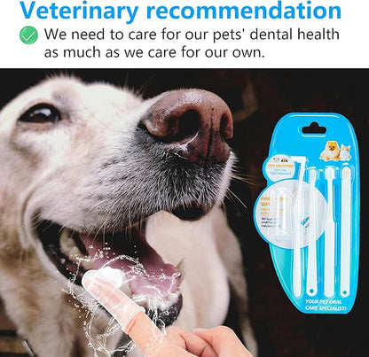 5-in-1 Cat Toothbrush Kit, Dog Toothbrush Kit,5 in 1 Multi-function（Soft brush, hard brush, 360° brush, pointed brush, finger brush）Pet Toothbrush，Dental care and cleaning for dogs and cats