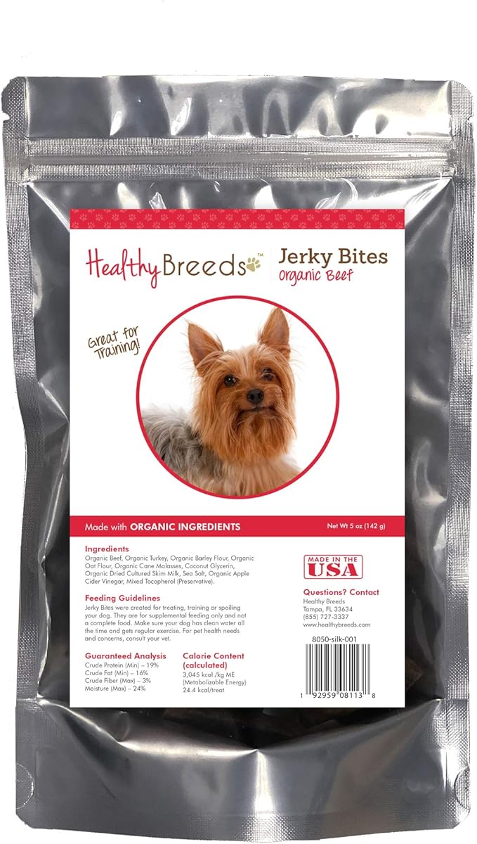 Healthy Breeds Silky Terrier Jerky Bites Beef Recipe Dog Treats 5 oz