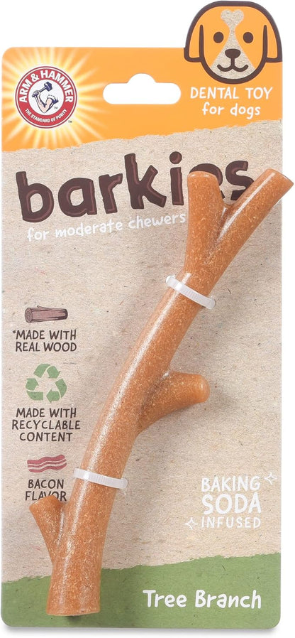 Arm & Hammer for Pets Barkies Tree Branch Compressed Wood Collection, 8 Inch Bacon Flavored Wood Blend Chew Toy for Dogs | Faux Stick, Splinter-Free, Safer & Durable Alternative to Chewing Sticks
