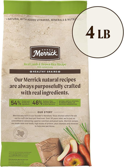Merrick Classic Healthy Grains Dry Dog Food Real Lamb + Brown Rice Recipe with Ancient Grains - 4 lb. Bag