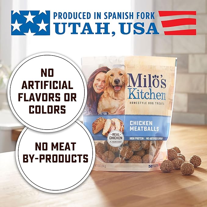 Milo's Kitchen Homestyle Dog Treats, Chicken Meatballs, 18 Ounce, High Protein, No Artifical Flavors