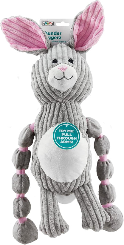 Outward Hound Thunda Tugga Bunny Plush & Squeaky Dog Tug Toy