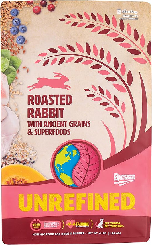 Unrefined Roasted Rabbit with Ancient Grains & Superfoods Dry Dog & Puppy Food, 4 lb.