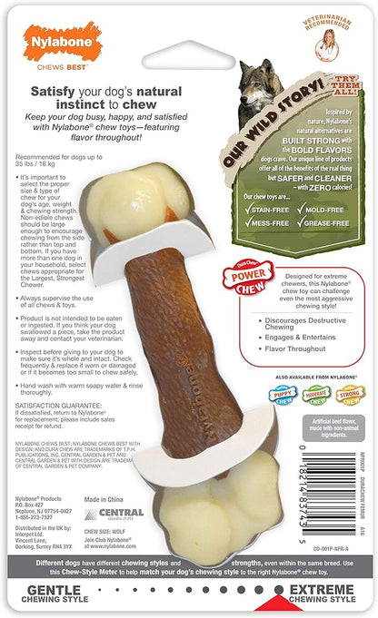 Nylabone Power Chew Femur Bone Rawhide Alternative Nylon Chew Toy for Dogs, Dog Toys for Aggressive Chewers, Beef, Medium/Wolf (1 Count)