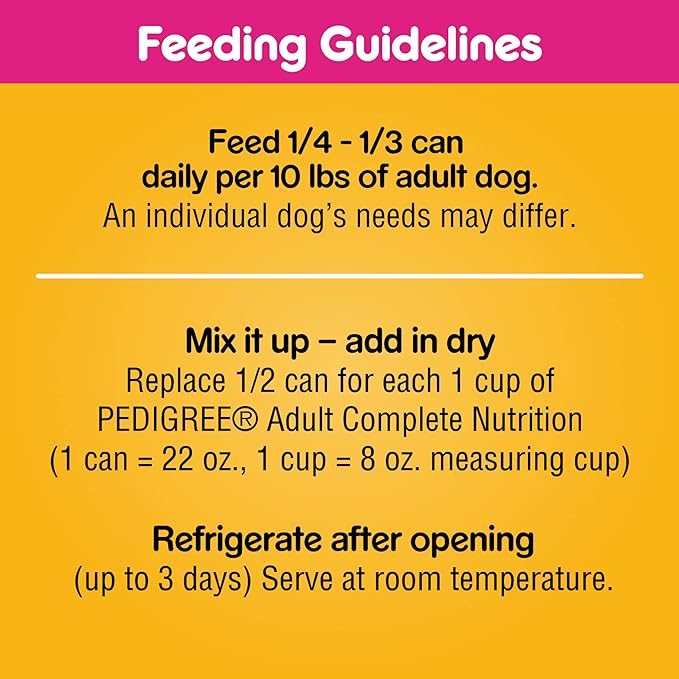 PEDIGREE CHOPPED GROUND DINNER Adult Canned Soft Wet Dog Food with Beef, 22 oz. Cans (Pack of 12)