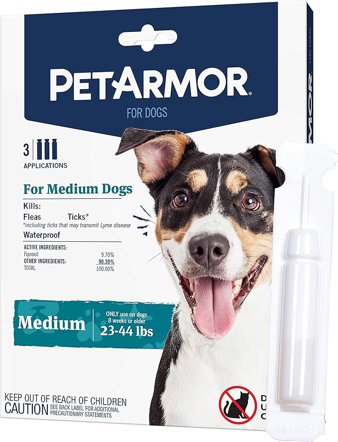 PetArmor for Dogs, Flea and Tick Treatment for Medium Dogs (23-44 Pounds), Includes 3 Month Supply of Topical Flea Treatments