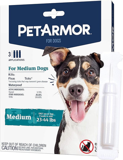 PetArmor for Dogs, Flea and Tick Treatment for Medium Dogs (23-44 Pounds), Includes 3 Month Supply of Topical Flea Treatments