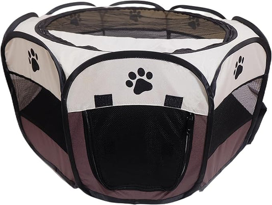 Portable Pet Playpen,Foldable Dog Playpen for Dogs and Cats,Rabbits,Pet Exercise Pet Tents Indoor Outdoor Use (S(28.7" x 28.7" x 16"), Brown)