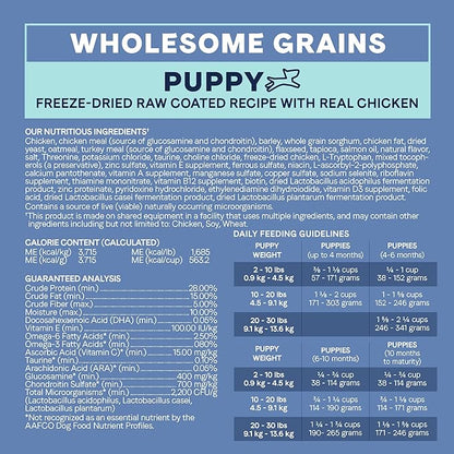 CANIDAE Pure Petite Premium Freeze-Dried Raw Coated Dry Puppy Food for Small Breed, Limited Ingredient Diet, Chicken Recipe with Wholesome Grains, 4 lb Bag