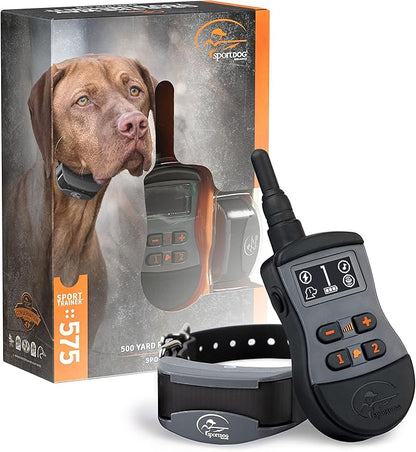 SportDOG Brand SportTrainer 575 Dog Training Collar - 500 Yard Range - Bright, Easy to Read OLED Screen - Waterproof, Rechargeable Remote Trainer with Tone, Vibration, and Static, Black