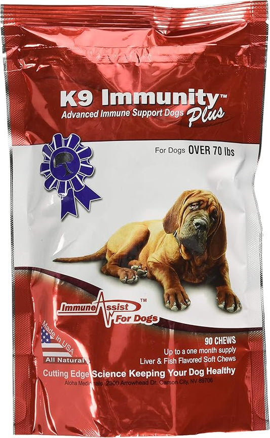 K9 Immunity Plus - Potent Immune Booster for Dogs Over 70 Pounds - 90 Soft Chews