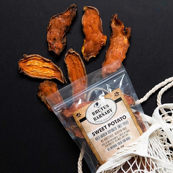 Sweet Potato Slices For Dogs - Single Ingredient Grain Free Dog Treats, Best High Anti-Oxidant Healthy 100% Natural Thick Cut Dried Sweet Potato Dog Treats With No Added Preservatives (14oz)