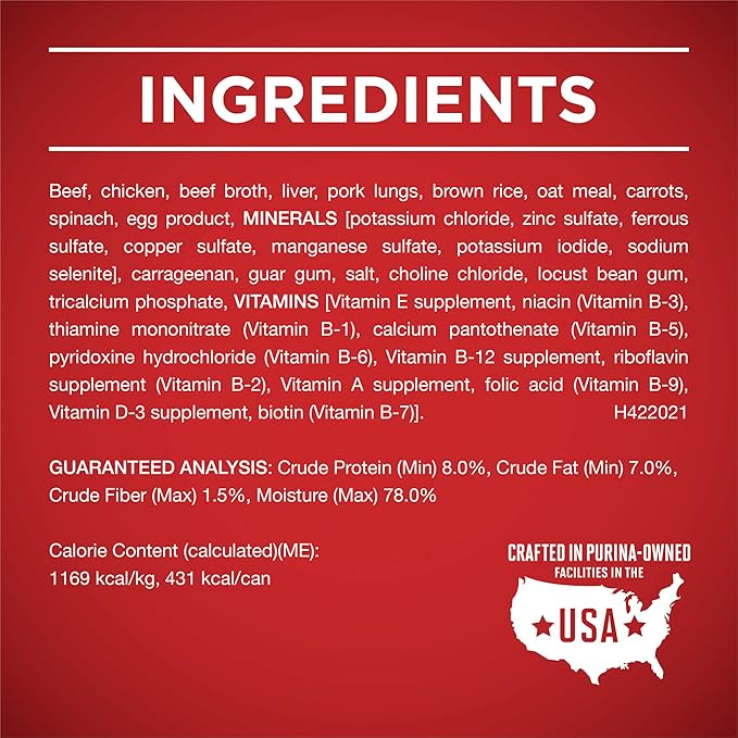 Purina ONE Classic Ground Beef and Brown Rice Entree Adult Wet Dog Food - (Pack of 12) 13 oz. Cans