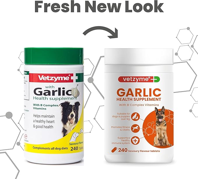 Garlic Health Supplement Tablets for Dogs, Healthy Heart, Vitality for Dogs, 240 Tablets