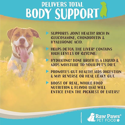 Raw Paws Chicken Bone Broth for Dogs & Cats, 6-oz - Made in USA - Dog Food Topper - Bone Broth Protein Powder for Dogs, Powdered Bone Broth for Dogs, Bone Broth for Cats, Dog Gravy Topper for Dry Food