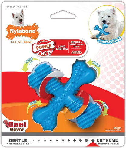 Nylabon Power Chew Comfort Hold X Bone Chew Toy for Dogs, Beef Flavor, Small - Up to 25 lbs. (1 Count)