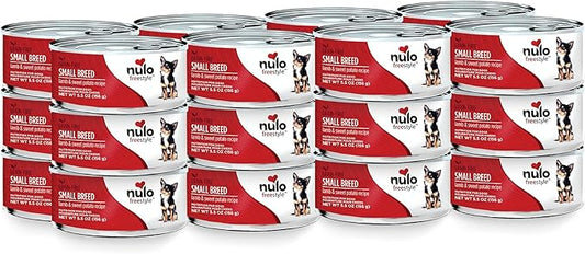 Nulo Freestyle Small Breed Adult Wet Canned Dog Food, Premium All Natural Grain-Free with Omega 3 & 6 for a healthy coat and High Animal-Based Protein, Lamb & Sweet Potato, 5.5 oz, 24-Cans