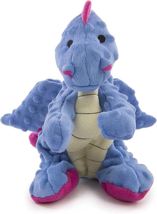goDog Bubble Plush Dragons Squeaky Dog Toy, Chew Guard Technology - Periwinkle, Large