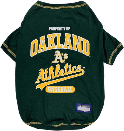 MLB Oakland Athletics Dog T-Shirt, Large. - Licensed Shirt for Pets Team Colored with Team Logos. - Premium Stretchable Materials for The Comfort of Your Dog & cat.