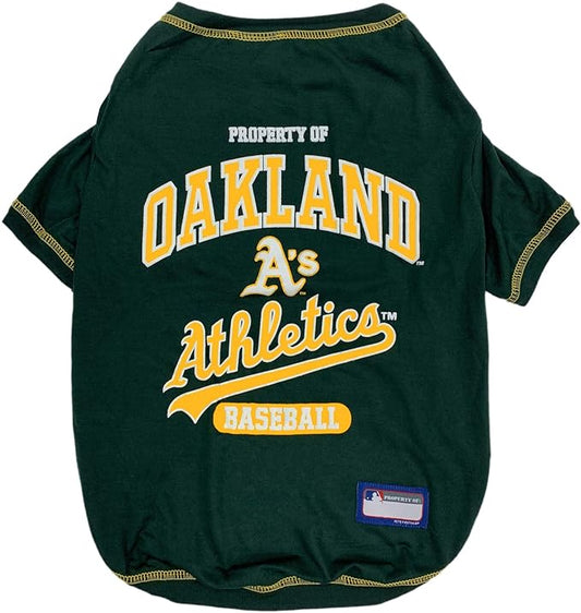 MLB Oakland Athletics Dog T-Shirt, Large. - Licensed Shirt for Pets Team Colored with Team Logos. - Premium Stretchable Materials for The Comfort of Your Dog & cat.