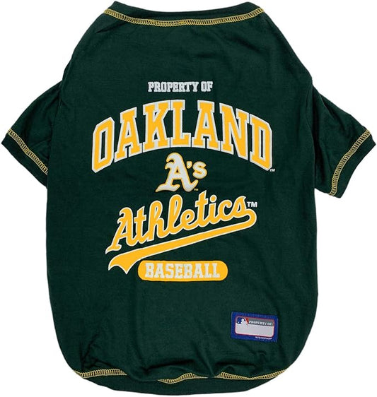 MLB Oakland Athletics Dog T-Shirt, X-Small. - Licensed Shirt for Pets Team Colored with Team Logos. - Premium Stretchable Materials for The Comfort of Your Dog & cat.