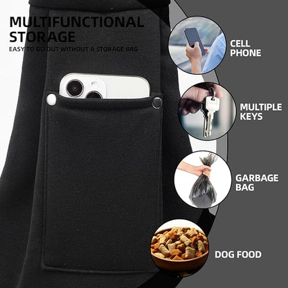 Dog Carrier Sling - Reversible Puppy Carrier Purse with Storage Pocket, Hand-Free Dog Sling Carrier for Carry Small Dogs and Cats，Travel Safety Harness, Dog and cat Harness (Black)