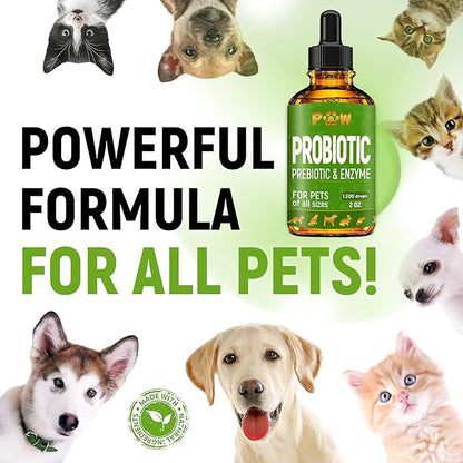 Cat Probiotic | Dog Probiotic | Dog and Cat Digestive Support | Cat & Dog Probiotic Supplements | Probiotic for Cats | Liquid Probiotics for Dogs | 2 Oz