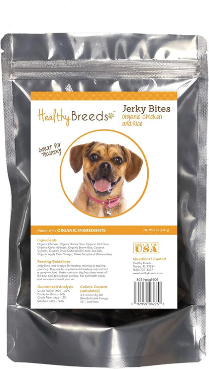 Healthy Breeds Puggle Jerky Bites Chicken & Rice Recipe Dog Treats 5 oz