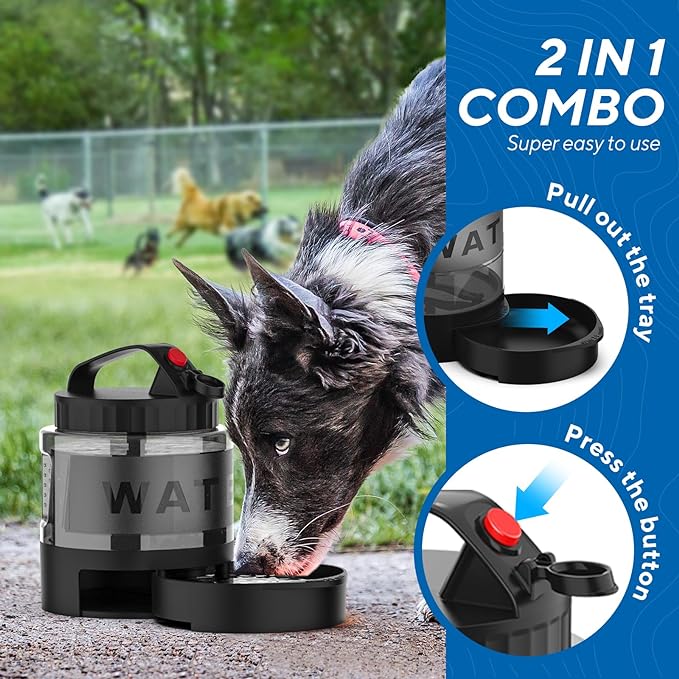 Dog Water Bowl Dispenser,Dog Water Bowl Travel for Hiking Dog Park Camping,56OZ Dog Water Dispenser with Pull-Out Travel Water Bowl for Dogs Travel Water Bowl Dispenser Pet Dog Water Bottle,BPA Free