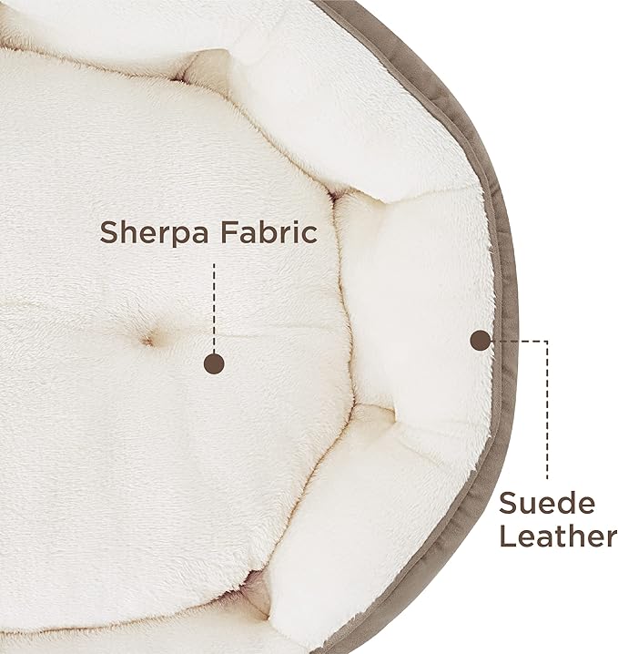 Bedsure Dog Beds for Small Dogs - Round Cat Beds for Indoor Cats, Washable Pet Bed for Puppy and Kitten with Slip-Resistant Bottom, 25 Inches, Taupe