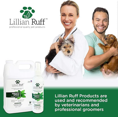 Lillian Ruff Dog Breath Freshener Dental Care Spray - Dog Oral Health Teeth Cleaning Formula Targets Bad Dog Breath, Plaque & Tartar Build-Up, Supports Oral Care, Gum Health & Immune System (Gallon)