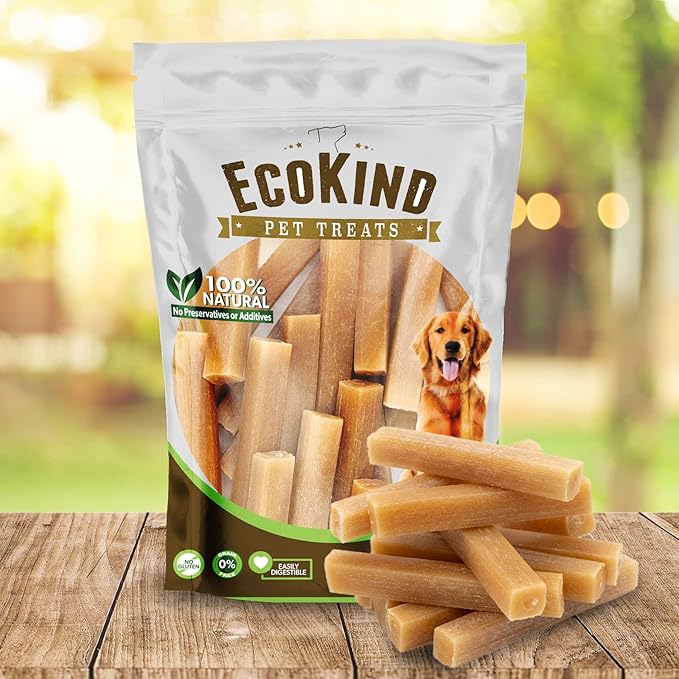 EcoKind Pet Treats Premium Gold Peanut Butter Flavored Churro Chews | All Natural Himalayan Yak Cheese Dog Chew for Small to Large Dogs | Keeps Dogs Busy & Enjoying Indoors & Outdoor Use (20 Sticks)