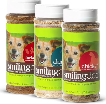 Herbsmith Kibble Seasoning – DIY Raw Coated Kibble Mixer - Dog Food Topper for Picky Eaters [Bundle of Chicken, Duck, and Turkey]
