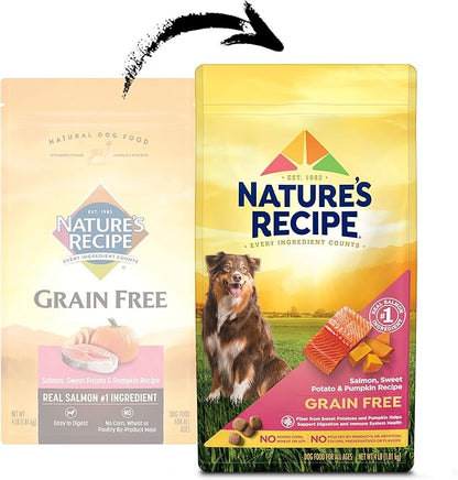 Nature′s Recipe Grain Free Salmon, Sweet Potato & Pumpkin Recipe Dry Dog Food, 4 lb. Bag