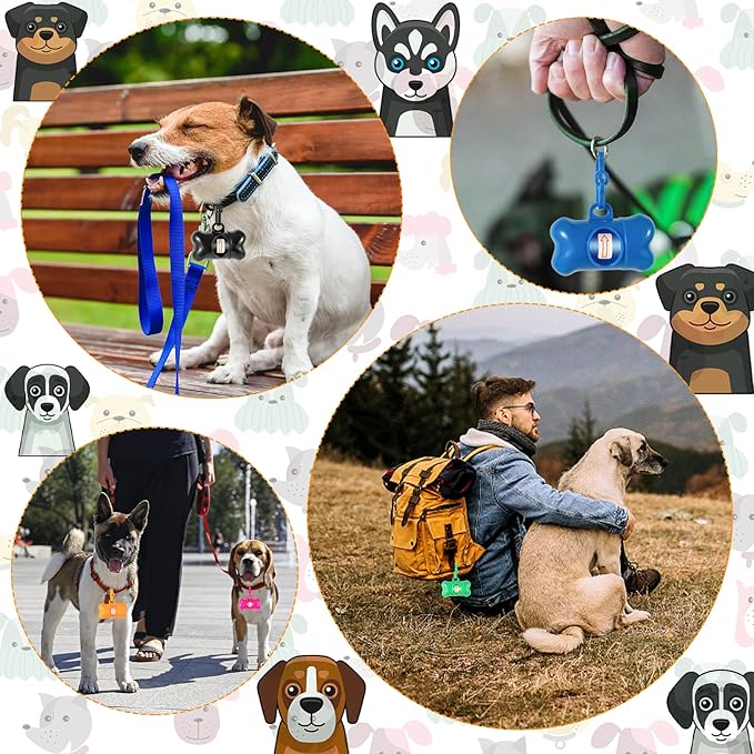 40 Pack Bone Shaped Poop Bag Dispenser Pet Waste Disposal Bag Dispenser (Random Color)